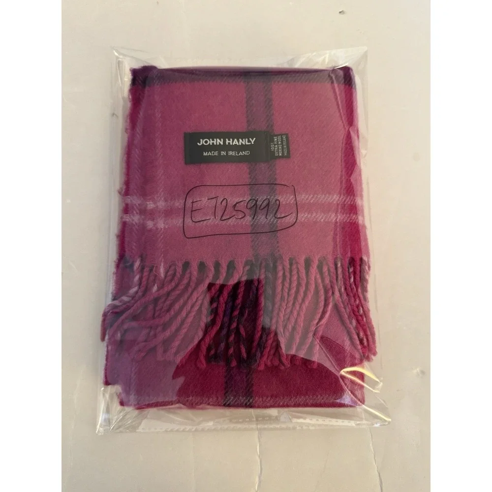 John Hanly Men's One Size Multicolor Pink Extrafine Merino Wool Scarf
